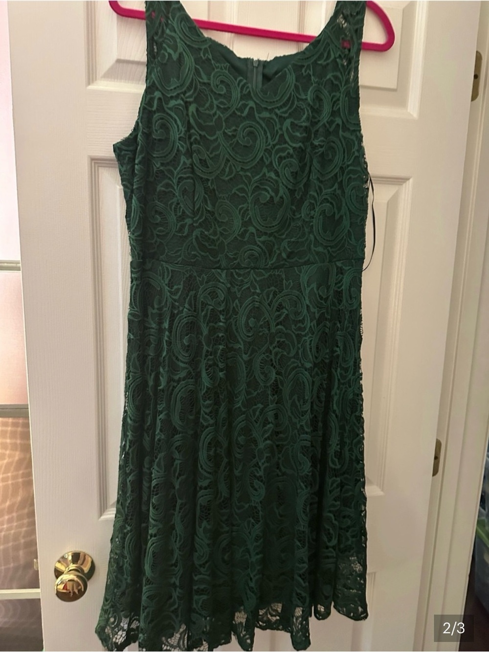 Dressystar Forest Green Strapless Lace Fit & Flare Dress
